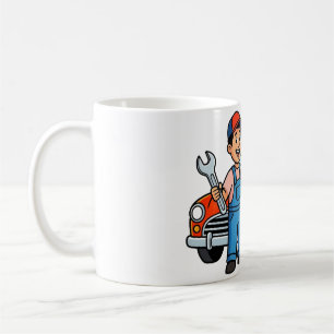 Mug Mécanicien de dessin animé mignon avec illustratio