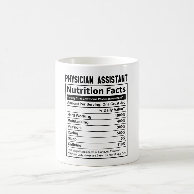 Mug Médecin adjoint Faits nutritionnels (Centre)