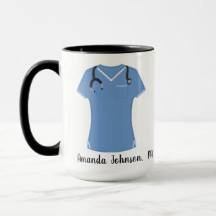 Mug Médecin PA personnalisé Assistant Scrubs bleus