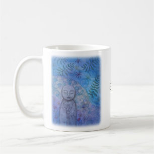 Mug Médiation Jizo art Bleu et Violet Nom personnalisé