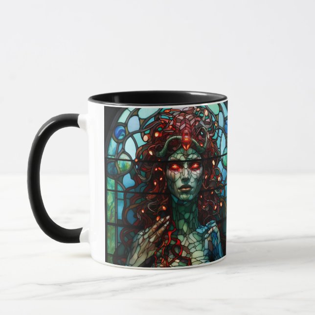 Mug Medusa - Fenêtre en verre tendu Style Tiffany (Gauche)