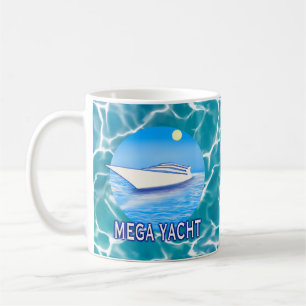 Mug Mega Yacht dans l'eau de la mer bleue
