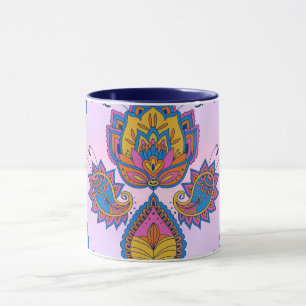 Mug Mehndi Bleu et Violet Art Floral, Bliss Bleus