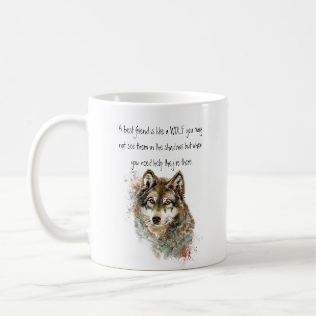 Mug Meilleur Ami Citation Inspirationnelle Loup, Loups (Gauche)
