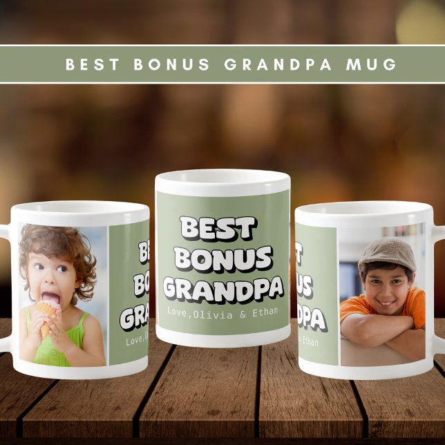 Mug Meilleur Bonus Grand-Père Grands-Enfants 2 Photo V (Créateur téléchargé)