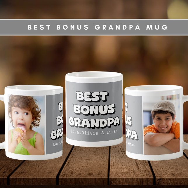 Mug Meilleur Bonus Grand-Père Petits-Enfants 2 Photo G (Créateur téléchargé)