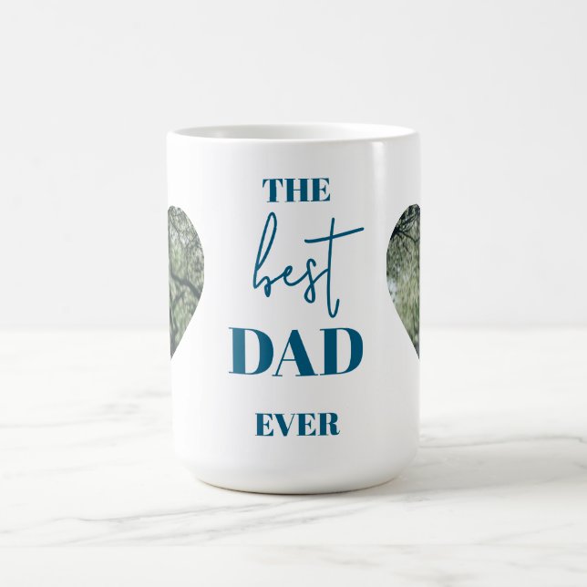 Mug Meilleur cadeau papa jamais avec photos de coeur (Centre)