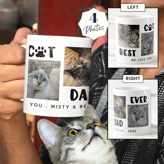 Mug MEILLEUR CAT PAPA JAMAIS Photo Collage Empreinte d (Créateur téléchargé)