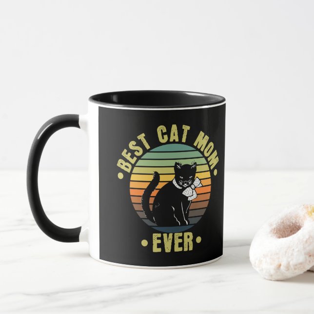 Mug Meilleur Chat Maman Jamais Rétro | Cadeaux pour ma (Avec donut)