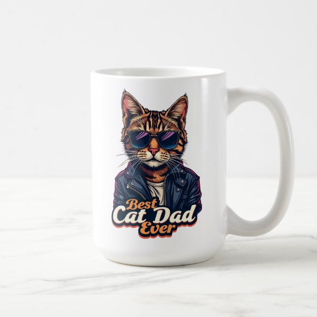 Mug Meilleur Chat Papa Jamais, Drôle Tabby Père Chat (Droite)