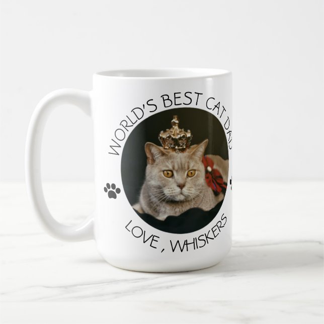 Mug Meilleur Chat Papa personnalisé Photo pour animaux (Gauche)