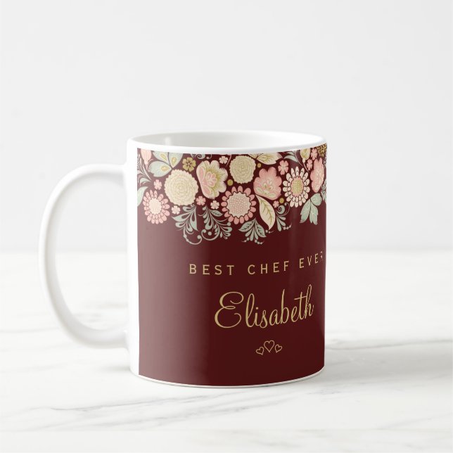 Mug Meilleur chef jamais nom personnalisé élégant (Gauche)