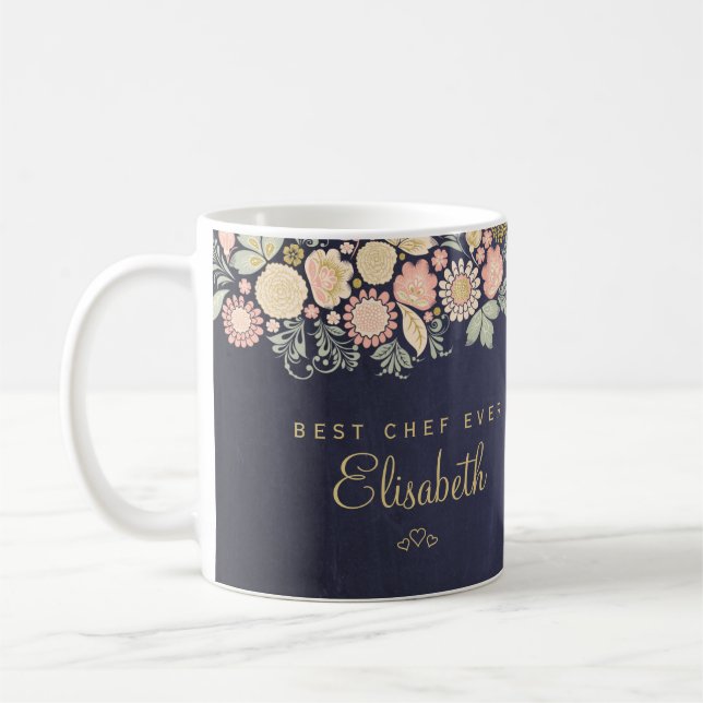 Mug Meilleur chef jamais nom personnalisé élégant rust (Gauche)