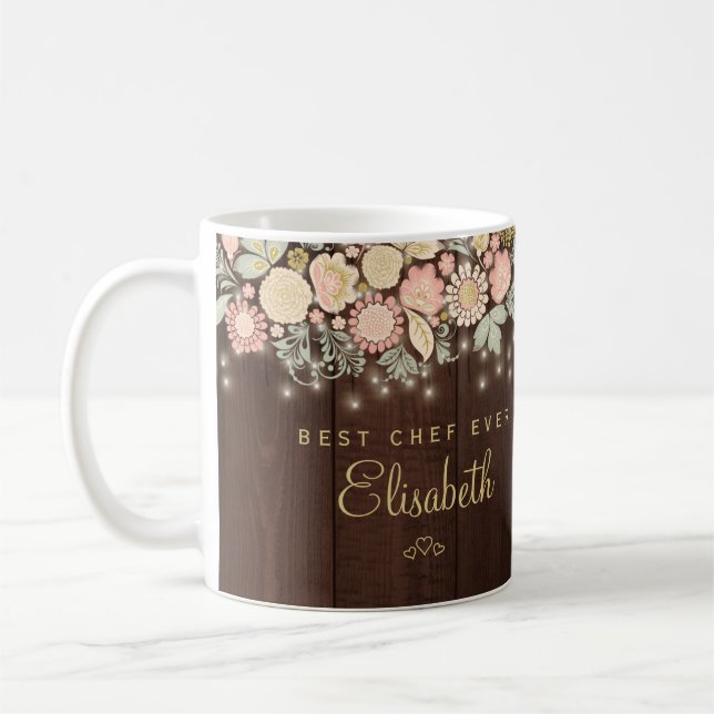 Mug Meilleur chef jamais nom personnalisé élégant rust (Gauche)