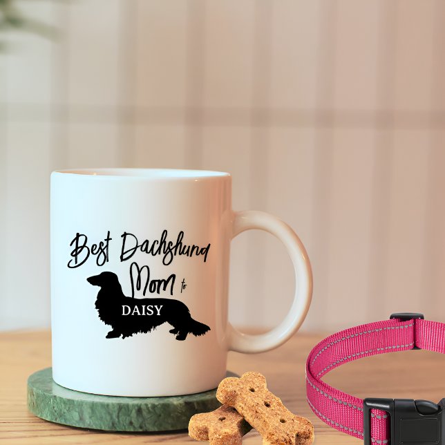 Mug Meilleur Cheveux Long Dachshund Chien Maman Cadeau (Long Hair Dachshund Mom Gift personalized with name)
