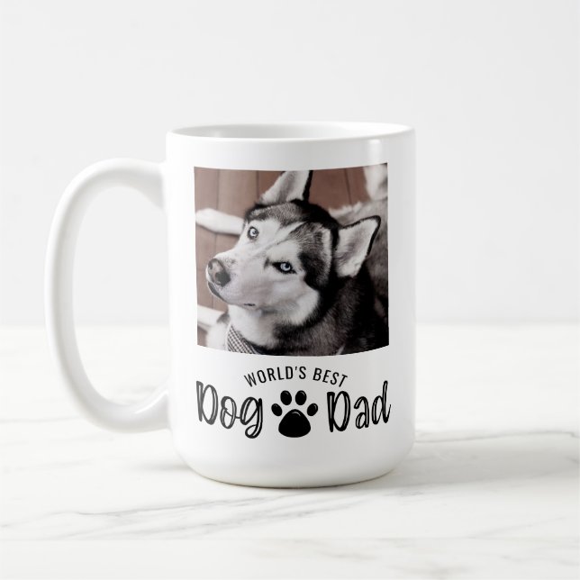 Mug MEILLEUR CHIEN DU MONDE DAD 2 Photos Empreintes de (Gauche)