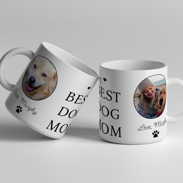 Mug Meilleur chien maman 2 photo nom de animal de comp (Créateur téléchargé)
