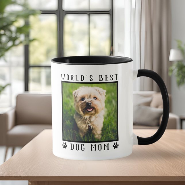 Mug Meilleur Chien Maman Empreintes de pattes Monde Ca (World's Best Dog Mom Paw Prints Pet Photo Frame Mug)
