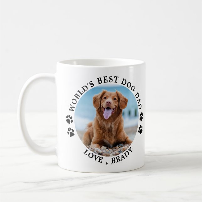 Mug Meilleur Chien Papa Empreintes de pattes Personnal (Gauche)