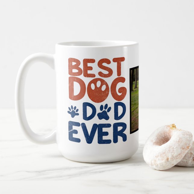 Mug meilleur chien papa jamais retro photo personnalis (Avec donut)