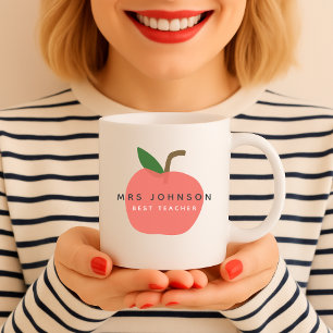 Mug Meilleur enseignant   Apple Cute Fun Nom Moderne S