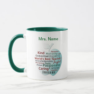 Mug Meilleur Enseignant du Monde Personnalisé, Apple Q