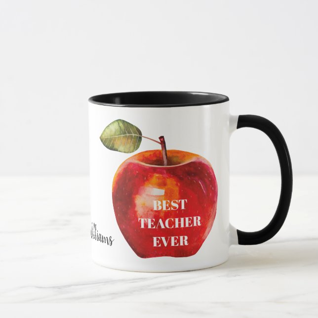 Mug MEILLEUR ENSEIGNANT JAMAIS Nom de l'enseignant Red (Droite)
