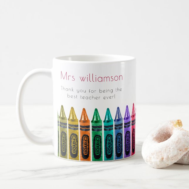 Mug Meilleur enseignant jamais offrir des crayons (Avec donut)