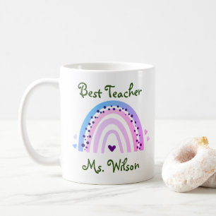 Mug Meilleur enseignant Nom personnalisé Cute Colorée