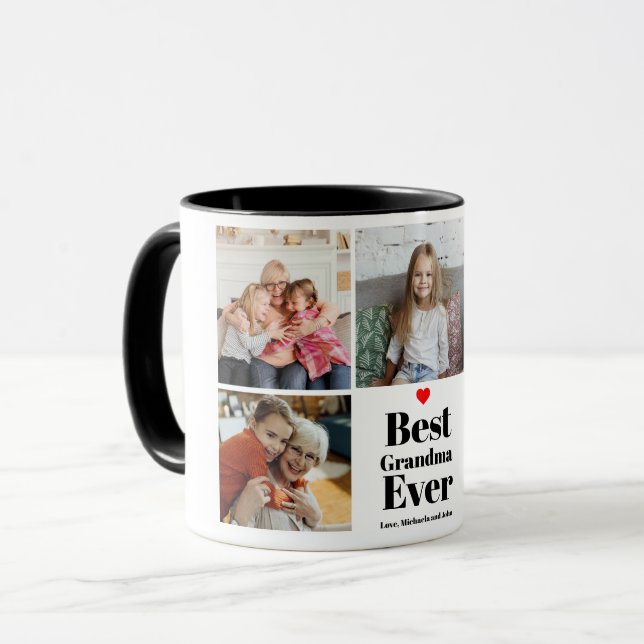 Mug Meilleur Grand-Mère Jamais Coeur 5 Photo Collage (Devant gauche)