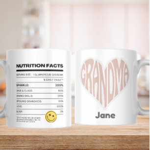 Mug Meilleur grand-mère jamais - Étiquette nutritionne