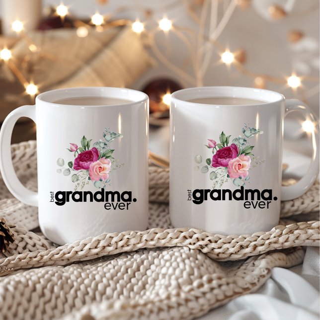 Mug Meilleur Grand-Mère Jamais Moderne Floral Chic (Créateur téléchargé)