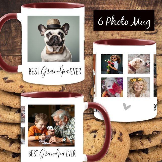 Mug Meilleur Grand-Père Ever 6 photo Collage blanc (Créateur téléchargé)