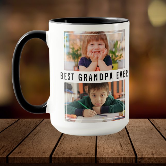 Mug Meilleur Grand-Père Ever Grand-Enfants 2 Photo Col (Créateur téléchargé)