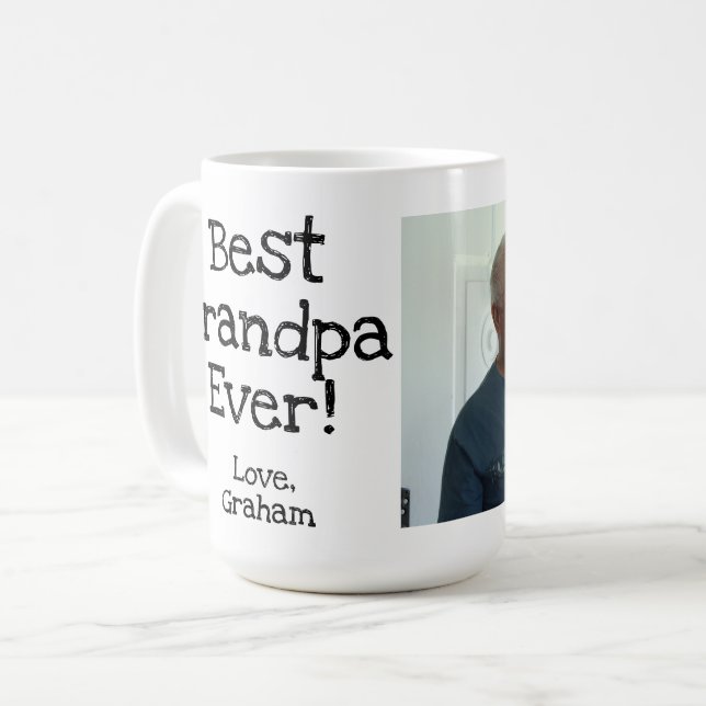 Mug meilleur grand-père jamais avec photo (Devant gauche)