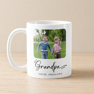 Mug Meilleur Grand-Père Moderne Écriture 1 ou 2 Photos