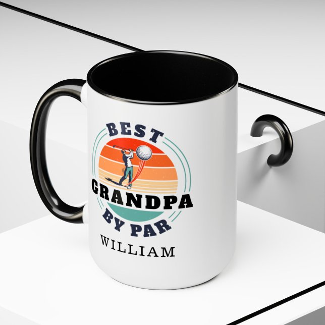 Mug Meilleur Grand-Père Par Par Retro Anniversaire Per (Personalized Grandpa Golfer Mug)