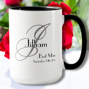Mug Meilleur Homme Blanc Noir Monogramme + Nom + Date