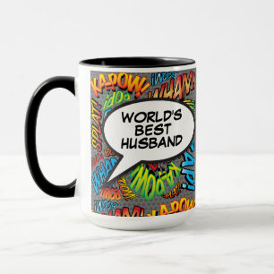 Mug Meilleur Mari au Monde Amusant Rétro Bande Dessiné