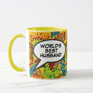 Mug Meilleur Mari au Monde Livre de Bande Dessinée Mod