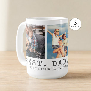 Mug Meilleur papa du monde moderne 3 photos personnali