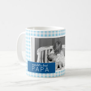 Mug Meilleur papa En vichy photo personnalisée du mond