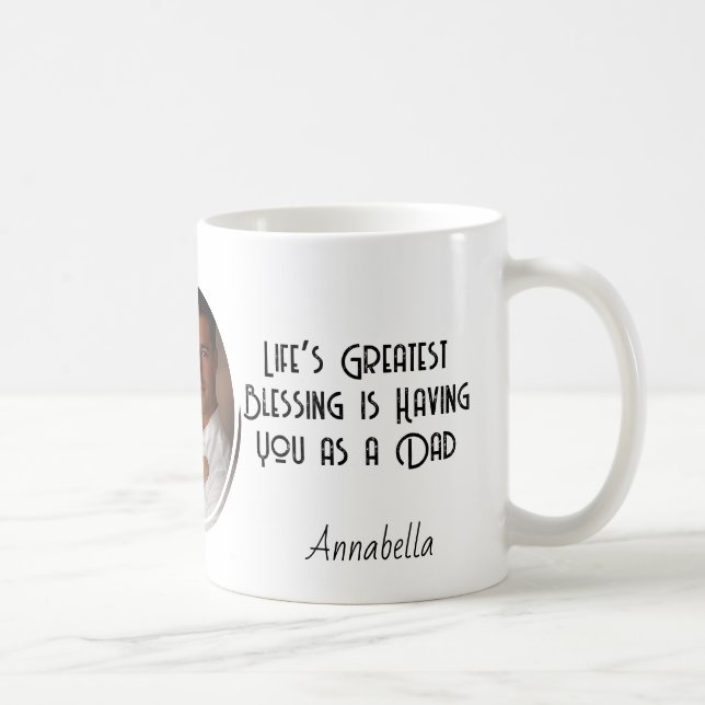 Mug Meilleur papa et photo ronde personnalisée (Droite)