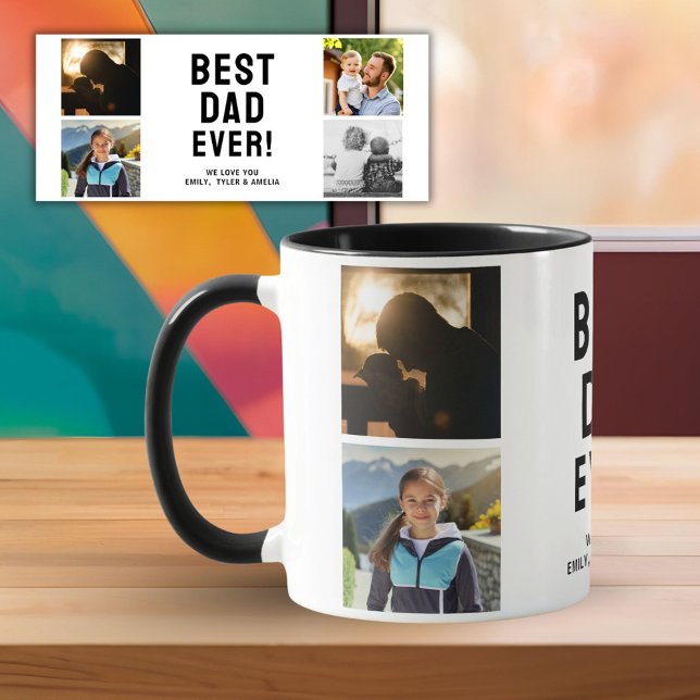 Mug Meilleur papa Ever 4 photo Collage noir (Créateur téléchargé)