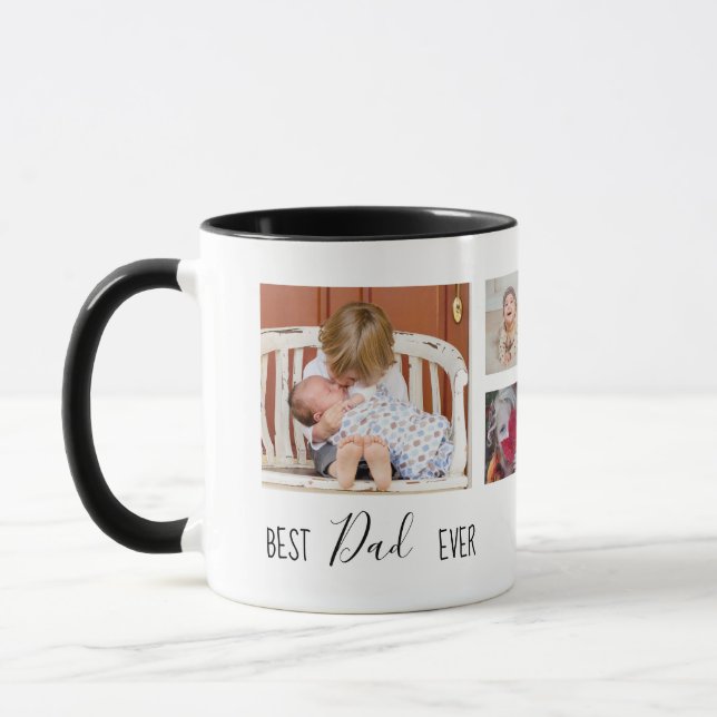Mug Meilleur papa Ever 6 photo Collage blanc (Gauche)