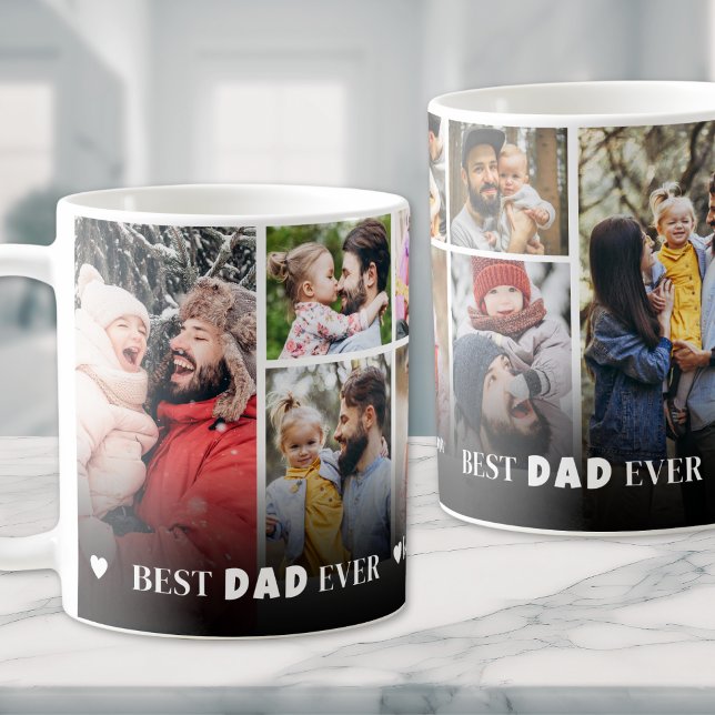 Mug Meilleur papa Ever 8 Photo Collage Fête des pères (Best Dad Ever 8 Photo Collage Fathers Day Coffee Mug)