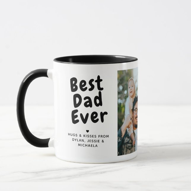 Mug Meilleur papa Jamais 2-Photo Collage et message pe (Gauche)