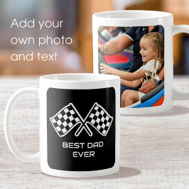 Mug Meilleur papa jamais À damiers drapeaux Photo pers