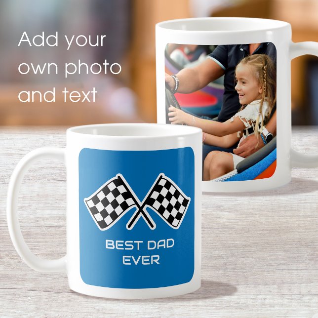Mug Meilleur papa jamais À damiers drapeaux Photo pers (Créateur téléchargé)