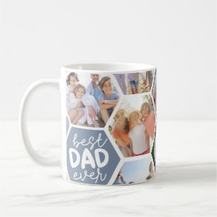 Mug Meilleur papa jamais   Blue Hexagons Photo